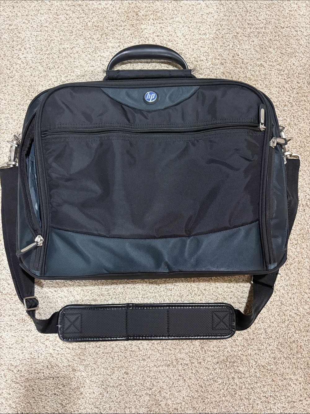 HP Black and Dark Gray Laptop Briefcase with Shoulder Strap